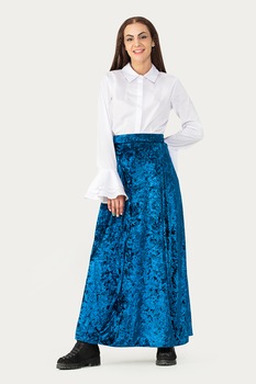 Antonia M, Fusta maxi cu aspect catifelat, Albastru royal Antonia M, Fusta maxi cu aspect catifelat, Albastru royal