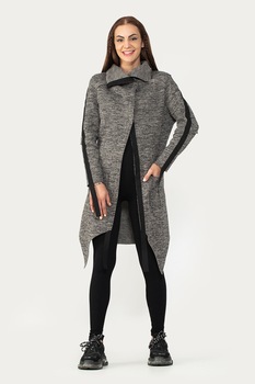 Antonia M, Jacheta asimetrica cu buzunare, Gri inchis melange/Negru Antonia M, Jacheta asimetrica cu buzunare, Gri inchis melange/Negru