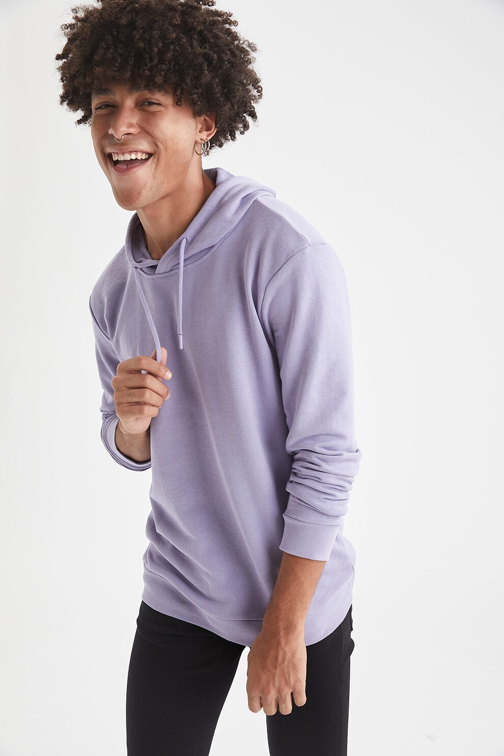 DeFacto, Hanorac regular fit cu snur de ajustare, Lila