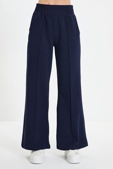 Trendyol, Pantaloni cu croiala ampla si talie elastica, Bleumarin Trendyol, Pantaloni cu croiala ampla si talie elastica, Bleumarin