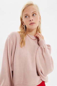 Trendyol, Pulover cu maneci balon, Roz pastel Trendyol, Pulover cu maneci balon, Roz pastel