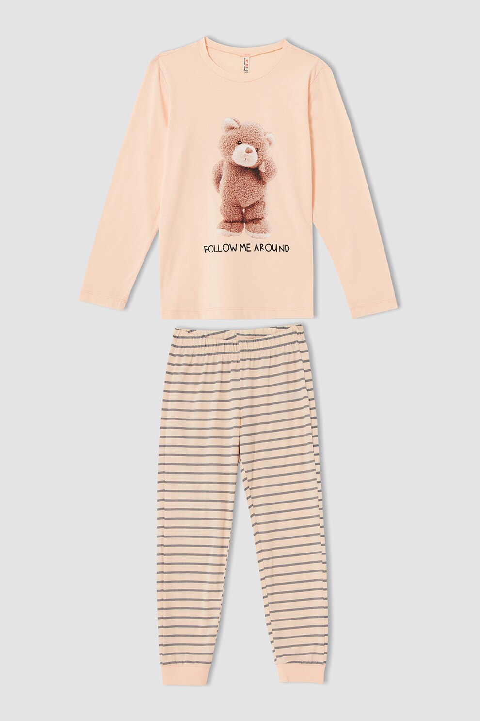 DeFacto, Pijama lunga cu imprimeu grafic, Piersica