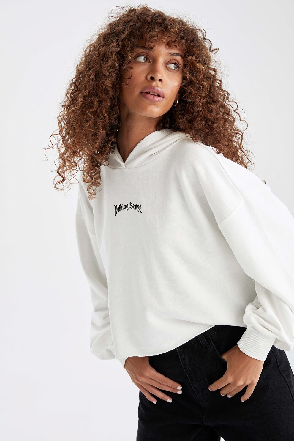 DeFacto, Hanorac cu text, Alb prafuit, L