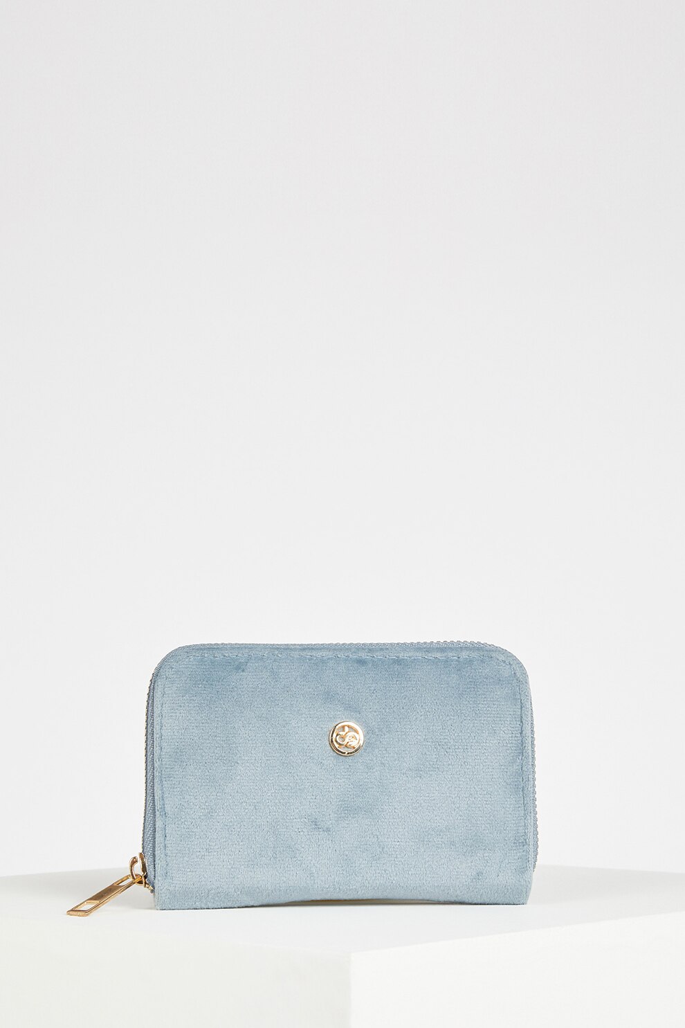 DeFacto, Portofel de piele intoarsa ecologica cu fermoar, Albastru deschis