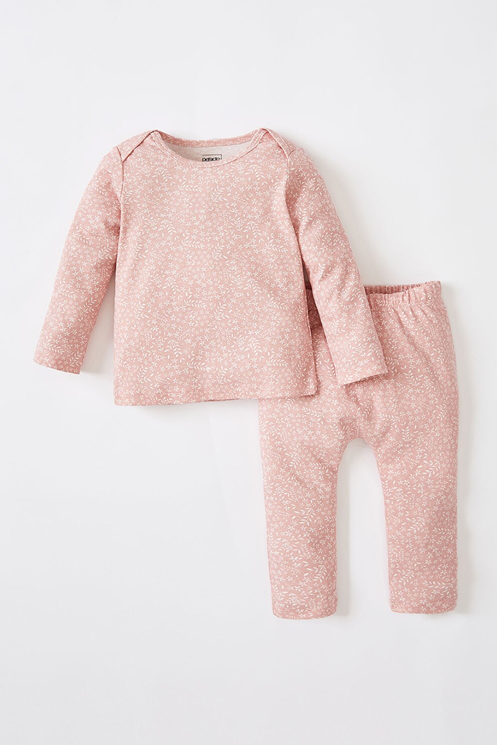DeFacto, Set de imbracaminte de bumbac cu model floral, 2 piese, Roz