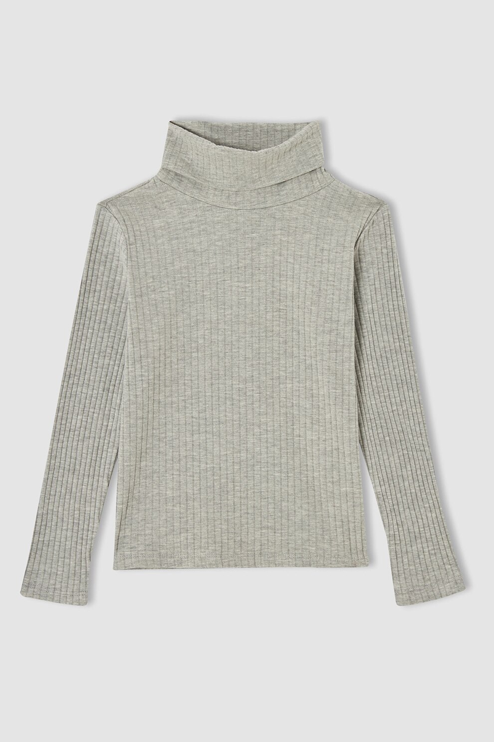 DeFacto, Pulover cu striatii si guler inalt, Gri melange