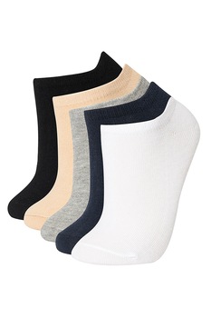DeFacto, Set de sosete pana la glezna - 5 perechi, Negru, One Size DeFacto, Set de sosete pana la glezna - 5 perechi, Negru, One Size