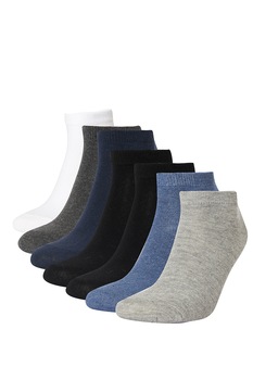 DeFacto, Set de sosete scurte - 7 perechi, Negru/Gri melange/Alb, One Size DeFacto, Set de sosete scurte - 7 perechi, Negru/Gri melange/Alb, One Size