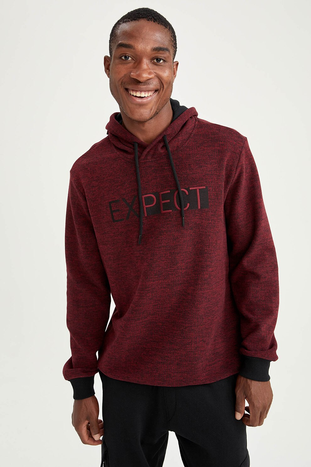 DeFacto, Hanorac cu imprimeu text, Visiniu, 2XL