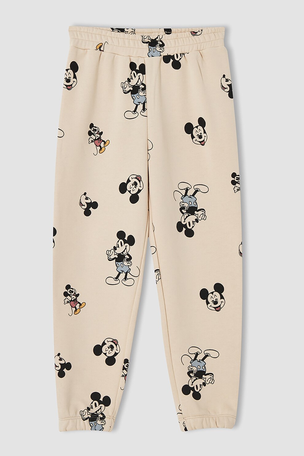 DeFacto, Pantaloni sport relaxed fit cu imprimeu cu Mickey Mouse, Roz piersica/Negru