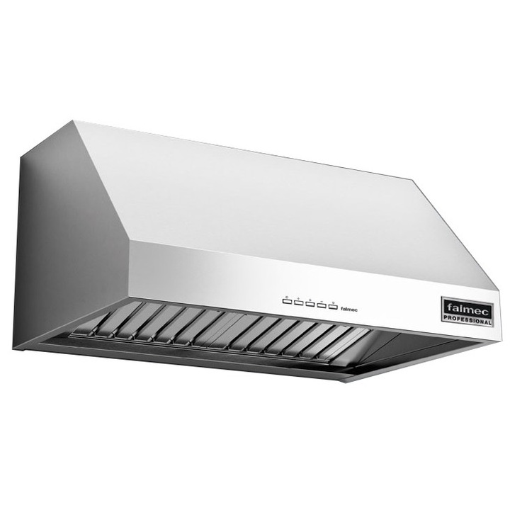 FALMEC ZEUS PRO fali páraelszívó, L=120 cm, 950 m3/h motor, dinamikus és szabályozható LED világítás, Baffle szűrők, folyadékgyűjtő, AISI 304 rozsdamentes acél