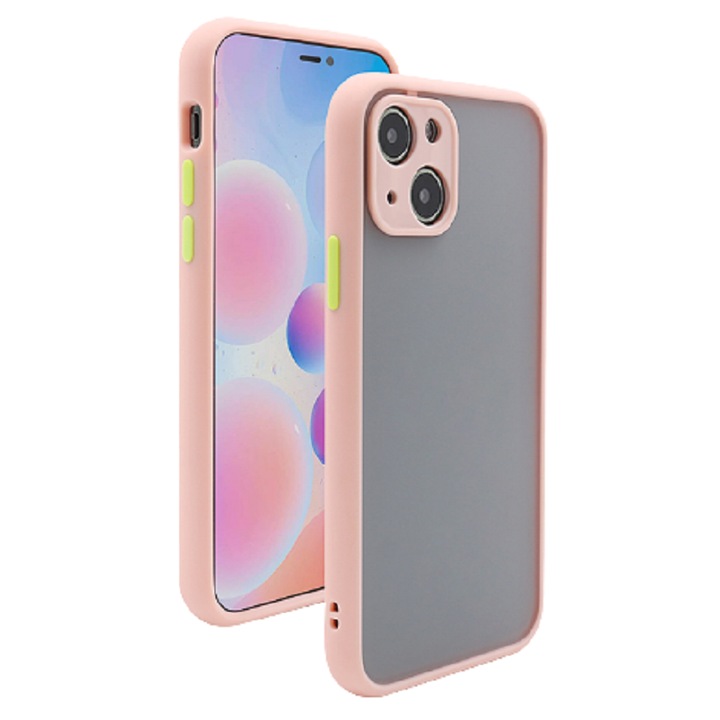 Husa Premium cu protectie la camere si finisaj mat, compatibila cu iPhone 13 / Roz