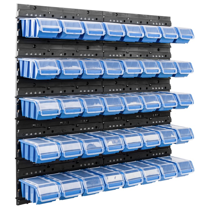 Органайзер за стена, 40 бр., 80 x 80 см, Кутии за подреждане, червено/синьо