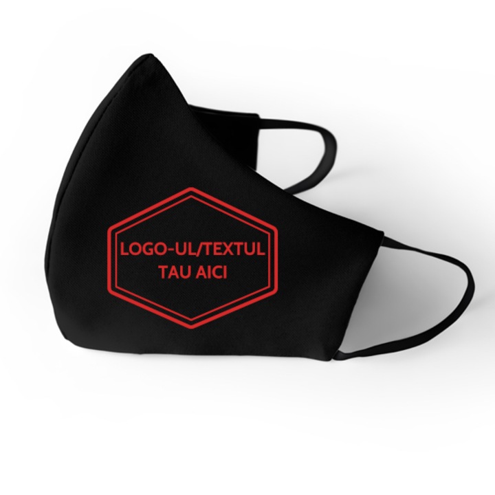 100% pamut védőmaszk, rendelésre hímzéssel, újrafelhasználható, 2 rétegű, Magic Mirror Fashion®, fekete