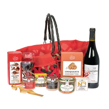 Cos cadou Le Sublime cu terine, vin si dulciuri frantuzesti pentru Sarbatori, Ducs de Gascogne, 8 produse Cos cadou Le Sublime cu terine, vin si dulciuri frantuzesti pentru Sarbatori, Ducs de Gascogne, 8 produse