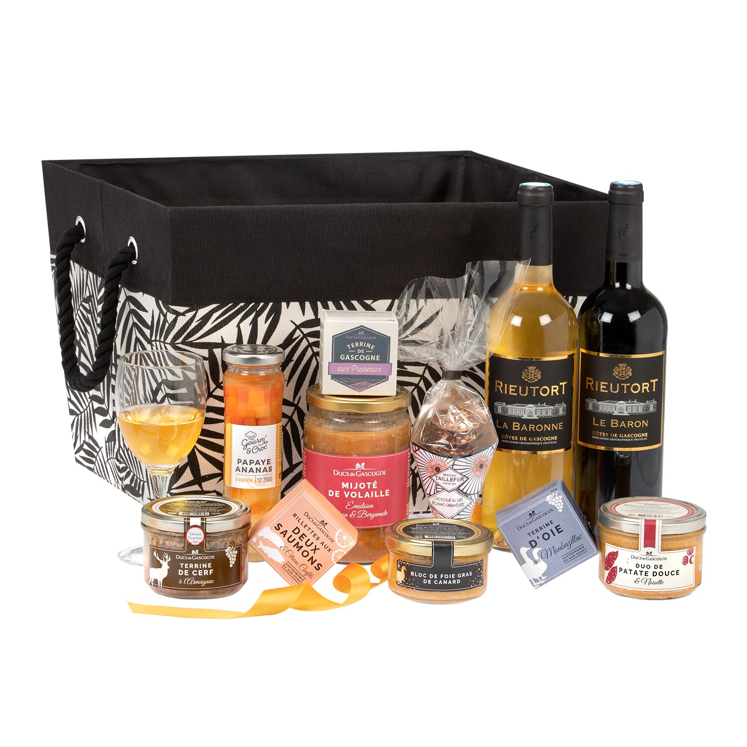 Cos cadou Safari Gastronomique cu terine, vin si dulciuri frantuzesti pentru Sarbatori, Ducs de Gascogne, 11 produse