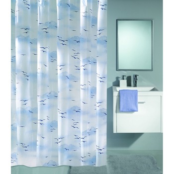 Perdea dus Sky, model pasari, albastru, 180 x 200 cm Perdea dus Sky, model pasari, albastru, 180 x 200 cm