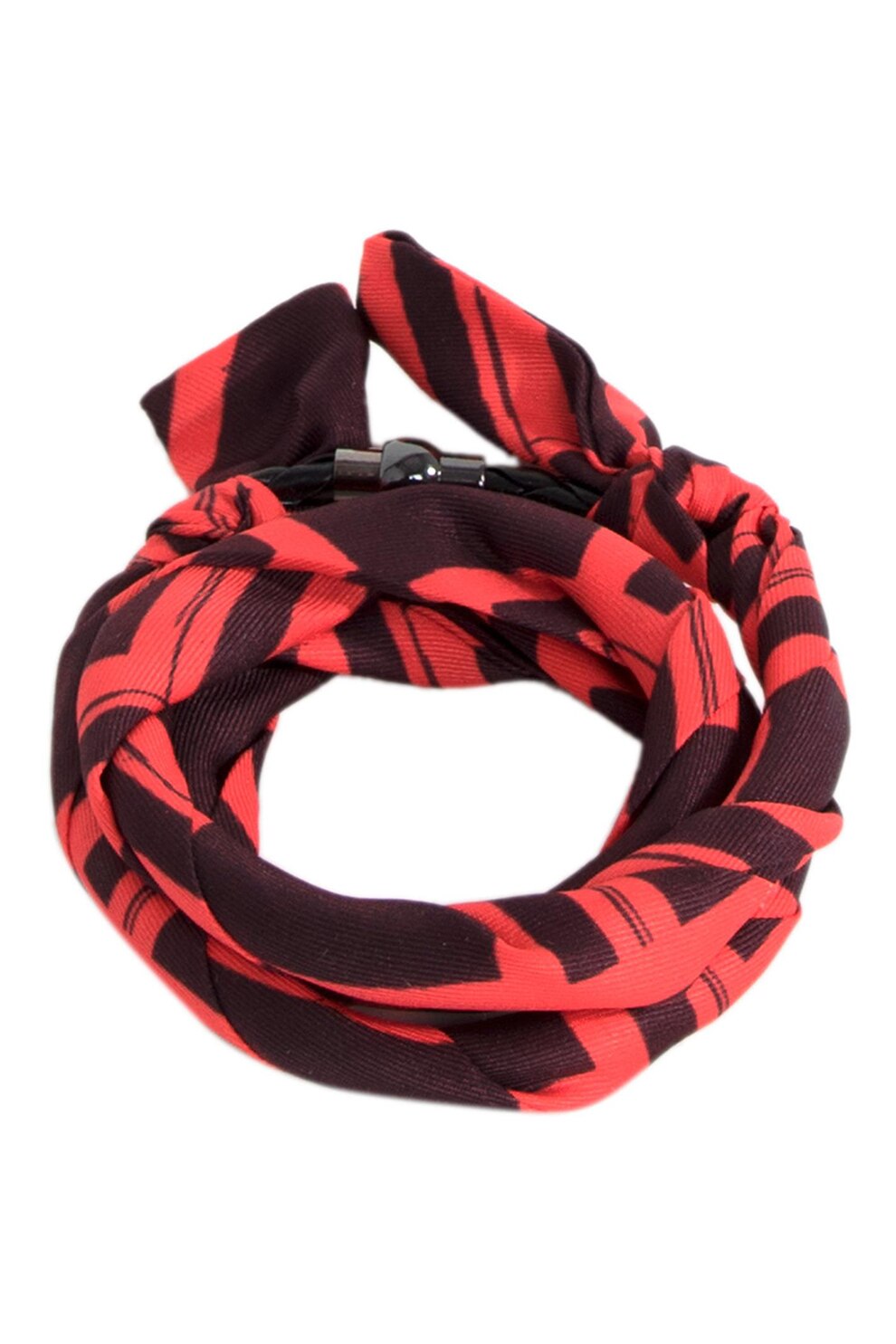 PARFOIS, Bratara de material textil cu model, Corai/Negru