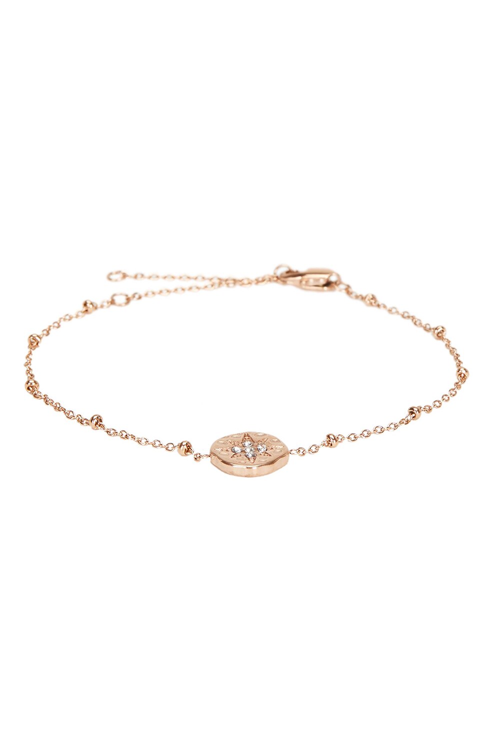 PARFOIS, Bratara din lant de otel inoxidabil cu talisman circular, auriu rose