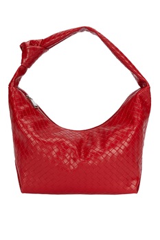 PARFOIS, Geanta hobo de piele ecologica cu aspect texturat, Rosu PARFOIS, Geanta hobo de piele ecologica cu aspect texturat, Rosu