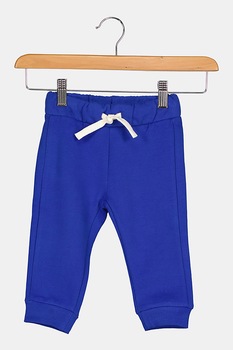 United Colors of Benetton, Pantaloni sport cu snur si logo brodat, Albastru royal