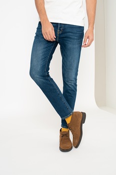 United Colors of Benetton, Blugi slim fit, Albastru, 33 United Colors of Benetton, Blugi slim fit, Albastru, 33