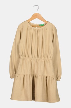 United Colors of Benetton, Rochie evazata cu talie elastica, Maro camel United Colors of Benetton, Rochie evazata cu talie elastica, Maro camel