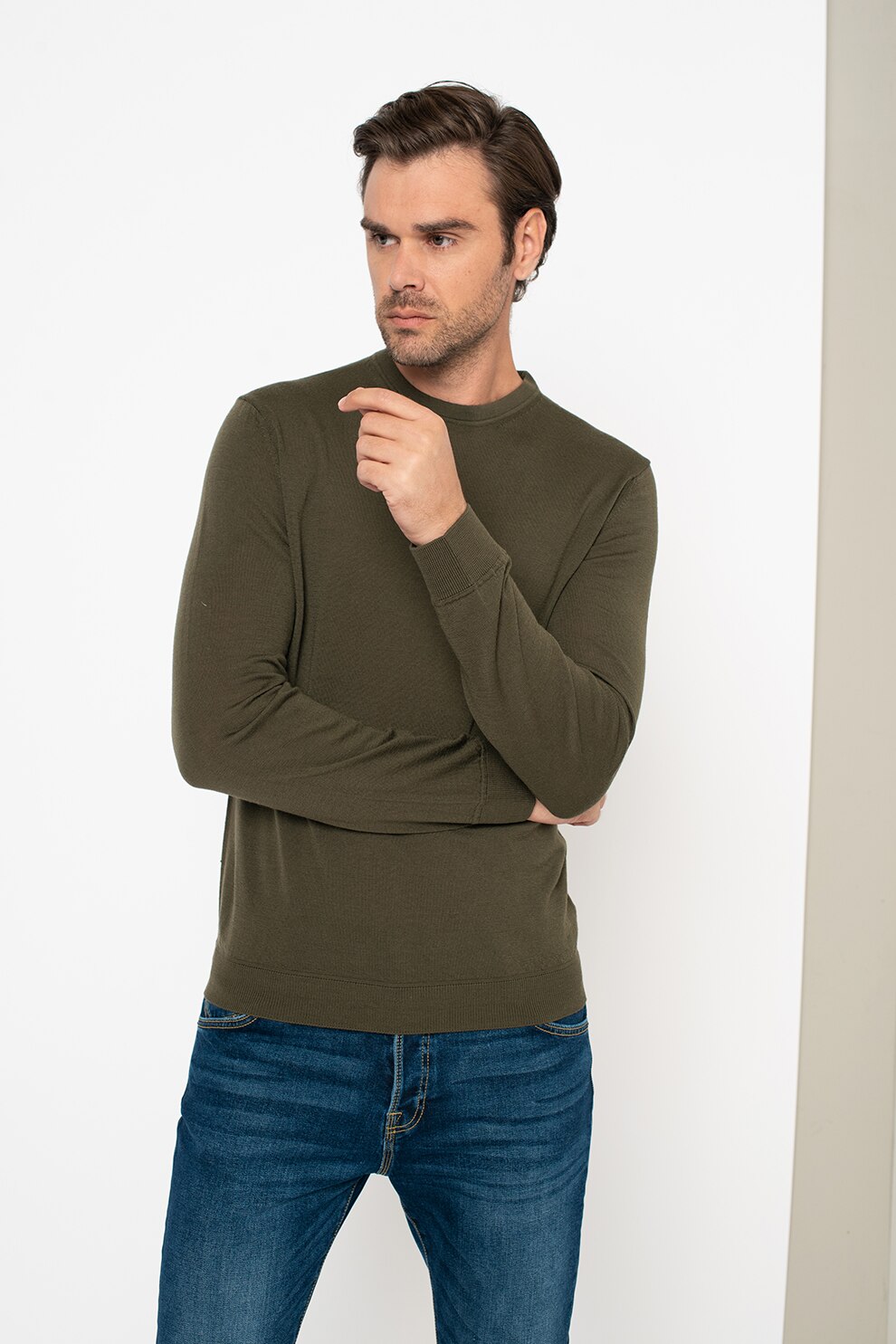 United Colors of Benetton, Pulover de lana merinos virgina, Verde militar