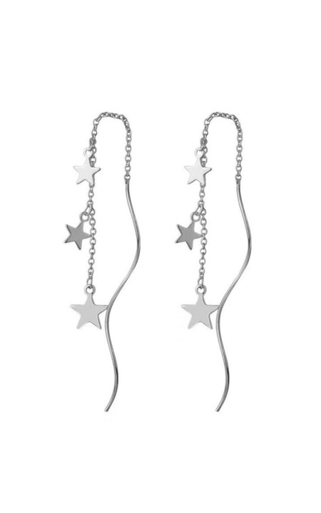 Cercei din argint 925 lungi cu stelute atasate, ideali cadou, aniversare, sarbatori, martisor
