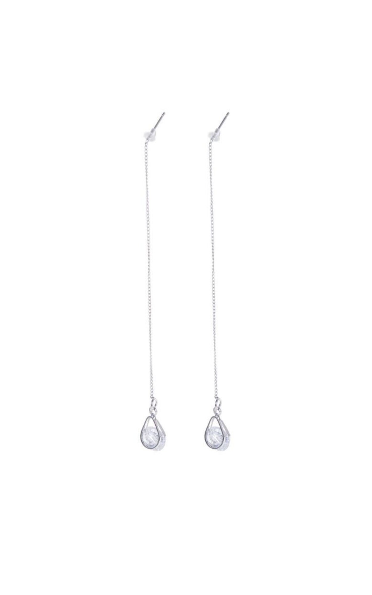 Cercei din argint 925 Rain Drops lungi cu cristale, ideali cadou, aniversare, sarbatori, martisor