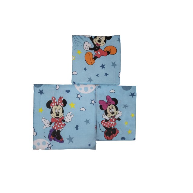 Set Pilota bebe cu Cearsaf si Pernuta pentru patut nou nascut, bumbac, Disney, Mickey Mouse, albastru, 110x120cm