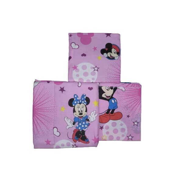 Set Pilota bebe cu Cearsaf si Pernuta pentru patut nou nascut, bumbac, Disney, Mickey Mouse, roz, 110x120cm