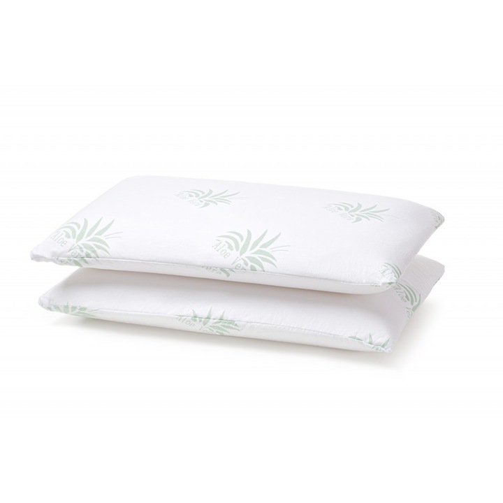 Set 2 perne memory aloe vera micro, alb, dimensiune 40x70