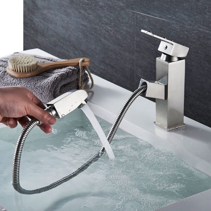 Смесител Inter Ceramic Quattro, с подвижен чучур, неръждаема стомана