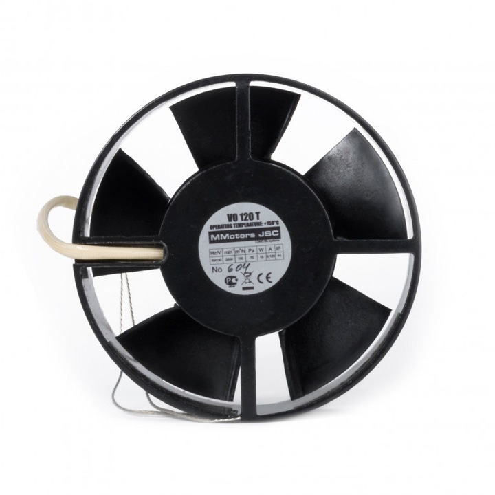 MMotors VO 120 magas hőmérsékletű ventilátor 150°C kandallókhoz, sütőkhöz, grillezőkhöz