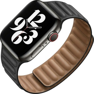Curea magnetica ZAFIT™ din piele naturala, pentru Apple Watch Ultra/SE/8/7/6/5/4/3/2/1, Display 42/44/45/49 mm, Negru