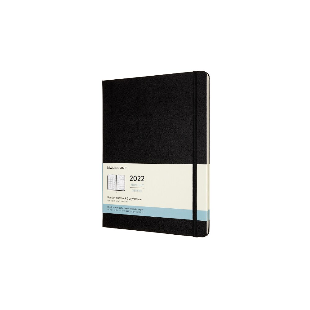 Calendar lunar 2022, Moleskine, Calendar englezesc, Hard cover, XL, 19x25 cm, Negru