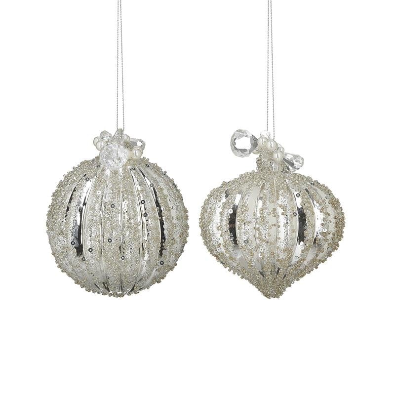 Set 6 globuri Silver plastic 8 cm