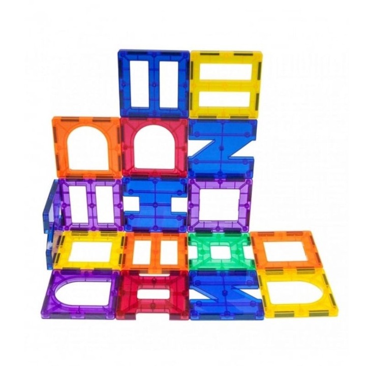 Set magnetic de construit, Picasso Tiles, 42 de piese, 6 forme diferite