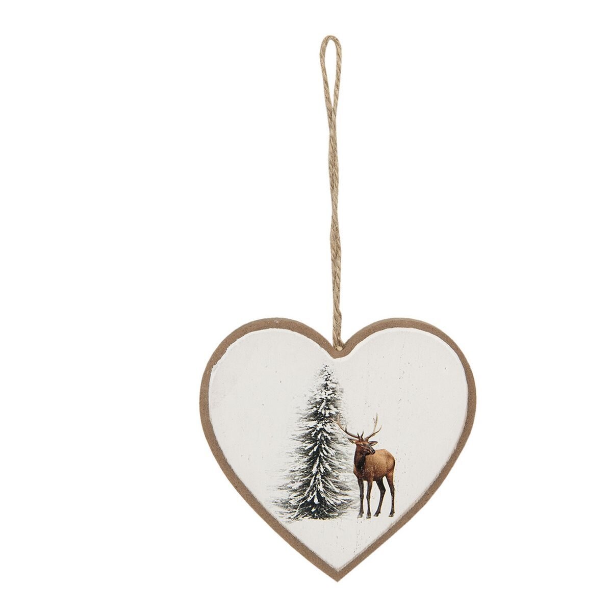 Ornament brad din lemn model Inima 10 cm x 1 cm x 9 h