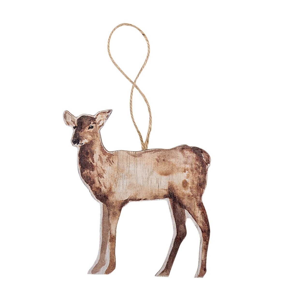 Ornament brad din lemn maro model Ren 9 cm x 12 h