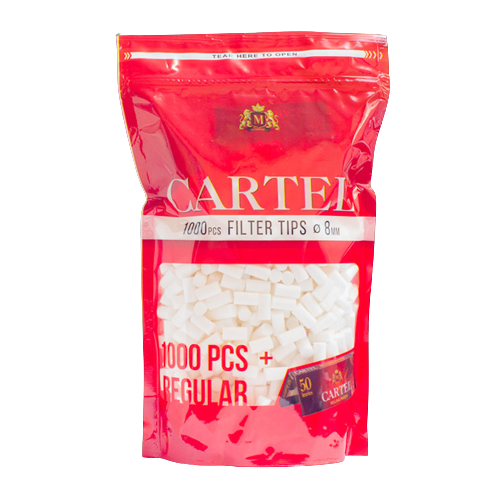 Set filtre rulat tigari Cartel Regular (8mm x 15mm) 1000 bucati + 50 foite Cartel Red 70mm