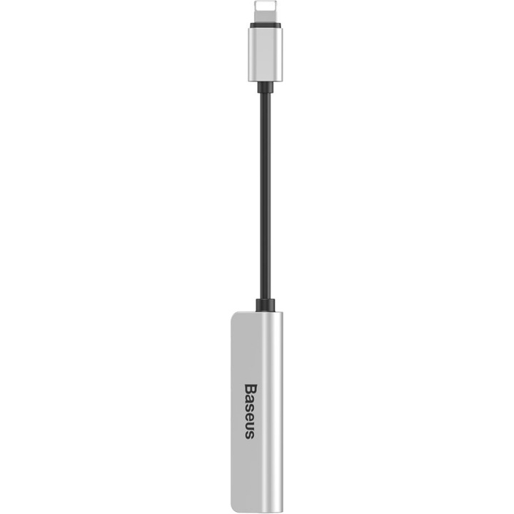 Аудио адаптер Baseus Lightning - 2 x Lightning / 3.5 mm L52, CALL52-S1, Сив