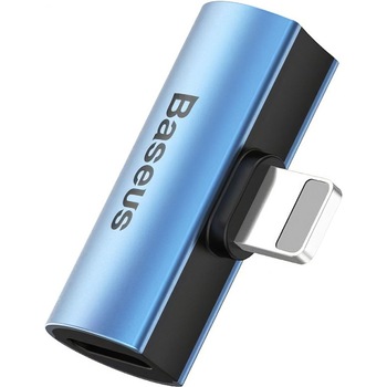 Adaptor Audio Baseus Lightning - Lightning, Cu port Incarcare, CAL46-03, Albastru Adaptor Audio Baseus Lightning - Lightning, Cu port Incarcare, CAL46-03, Albastru