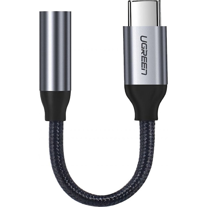 Аудио адаптер UGREEN USB Type-C към 3.5 mm, 0.1 м, Сив