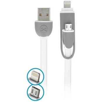 Cablu Date si Incarcare Forever USB la Lightning - USB la MicroUSB silikon, 1 m, Alb Cablu Date si Incarcare Forever USB la Lightning - USB la MicroUSB silikon, 1 m, Alb