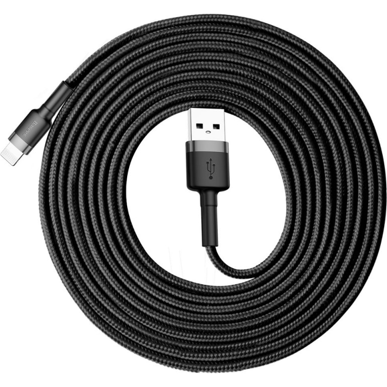 Cablu Date si Incarcare Baseus USB la Lightning Cafule, 3 m, 2A, CALKLF-RG1, Negru