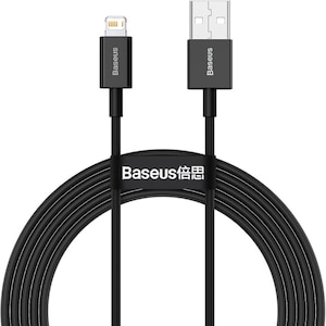 Cablu Date si Incarcare Baseus tip USB la Lightning Superior, 2 m, 2.4A, CALYS-C01, Negru