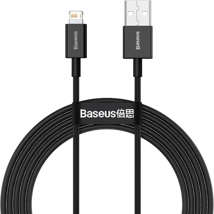 Baseus USB adat- és töltőkábel Lightning Superior-hez, 2 m, 2,4 A, CALYS-C01, fekete