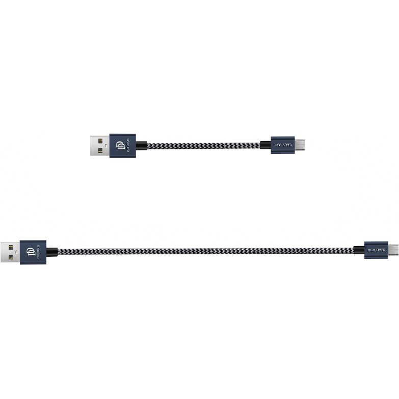 Cablu Date si Incarcare DUX DUCIS USB la MicroUSB K-TWO KII, Set 2 Bucati, 1 m / 0.2 m, Albastru